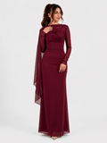 Draped Mesh Maxi Dress